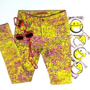 Joe's Jeans The Skinny. Bright Yellow Pink Floral size 24